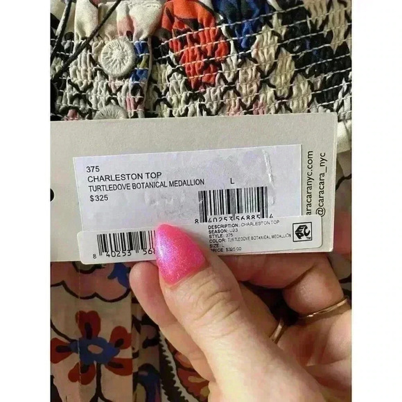 NWT Cara Cara Charleston Square Neck Blouse in Turtledove Botanical Size Large - Picture 14 of 14